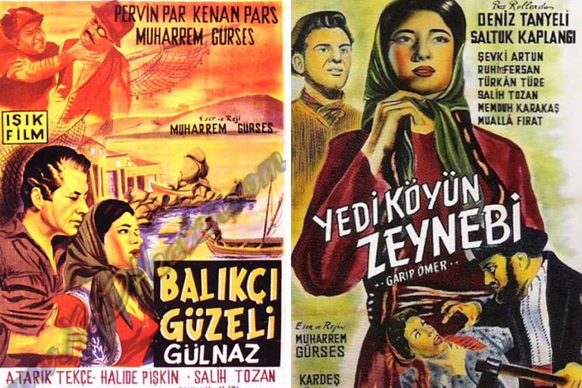 Balıkçı Güeli Gülnaz filminin afişi (solda) ve Yedi Köyün Zeynebi filminin afişi