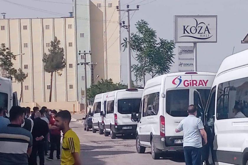 Koza Halı işçileri (solda), işçi servisleri (sağda)