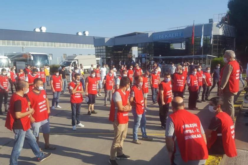 DİSK Genel Sekreteri ve Birleşik Metal-İş Genel Başkanı Adnan Serdaroğlu, kıdem tazminatına yönelik saldırılara karşı Bekaert işçileriyle buluştu.