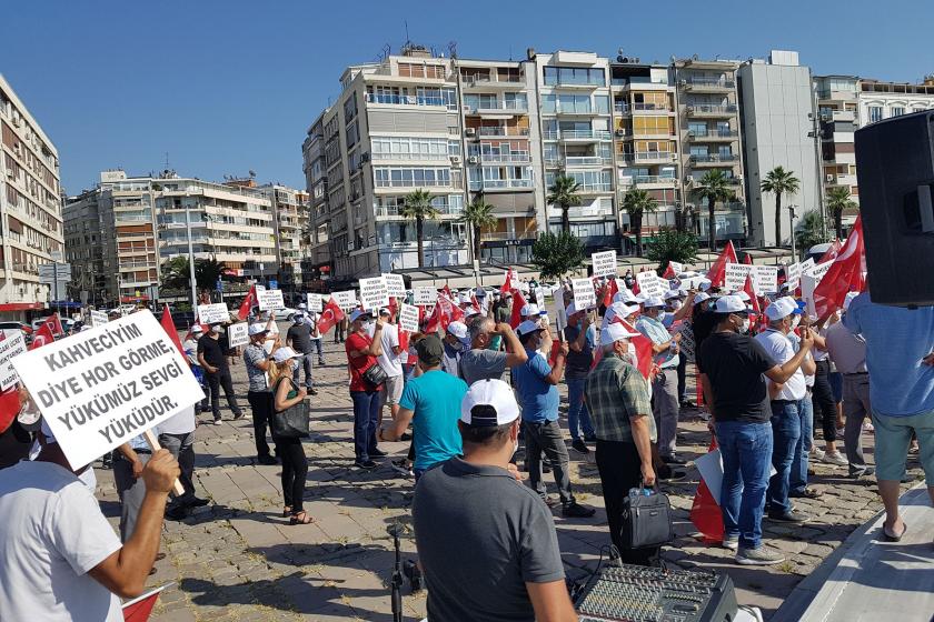 Kahveci esnafı talepleri için Gündoğdu meydanında eylem yaptı