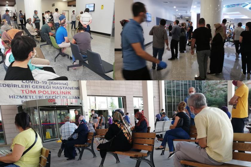 Ankara'da pandemi hastanelerinde kalabalık nedeniyle fiziki mesafe yok