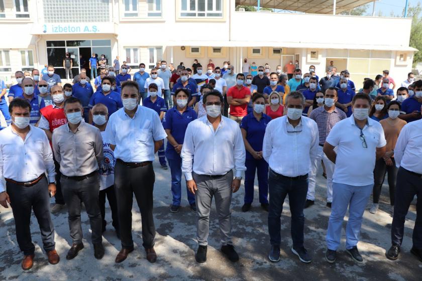 Belediye-İş Sendikası İZBETON’da imzaladığı toplu sözleşmesinin bilgisini şantiyede işçilere anlattı