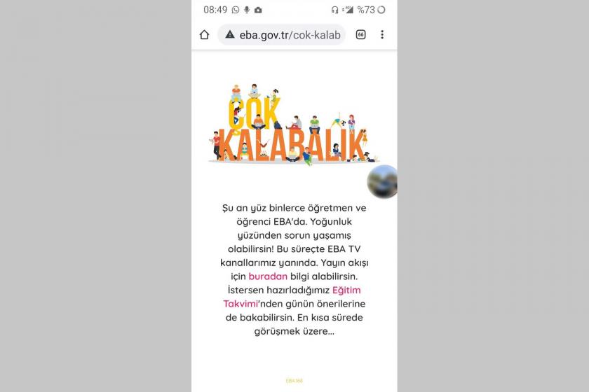 EBA'ya girmeye çalışan öğrencilerin karşılaştığı hata mesajı