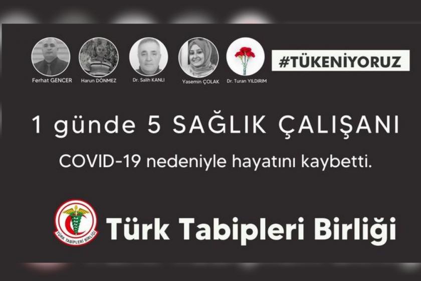 Bir günde 5 sağlık çalışanı Kovid-19 nedeniyle hayatını kaybetti