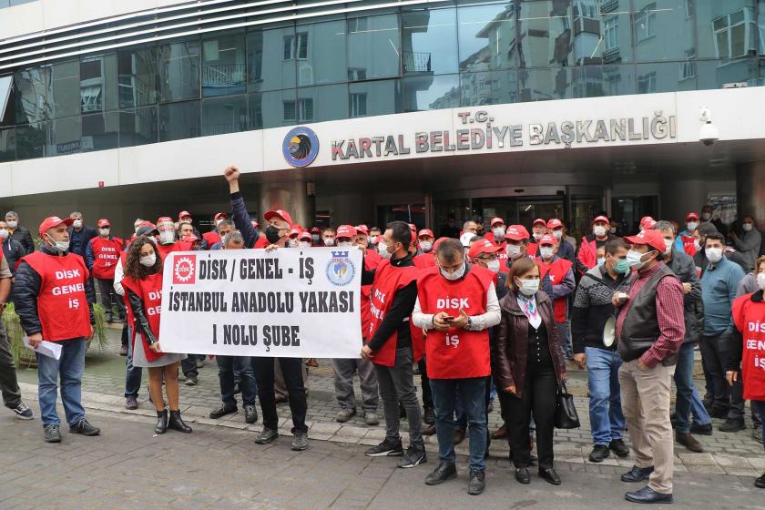 Genel-İş İstanbul Anadolu Yakası 1 Nolu Şube'nin Kartal Belediyesi önündeki eylemi