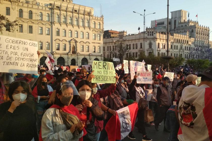 Peru'da 2020'de düzenlenen protesto gösterilerinden