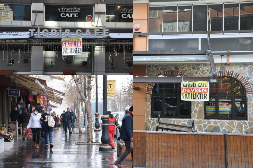 Diyarbakır'da dükkanlara satılık ilanları asılı