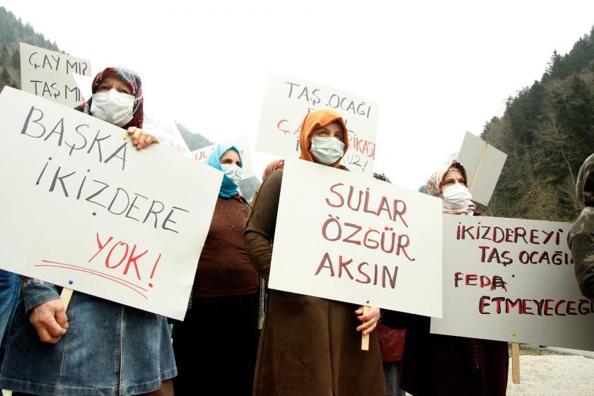 Rize İkizdere'de taş ocağı protestosu: 'Bu cennet vadiyi yok ettirmeyeceğiz'