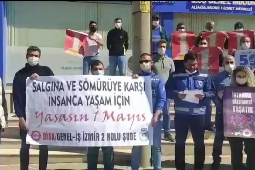 İzmir’de Genel-İş 2 No’lu Şube ve Tüm Bel-Sen 1 No’lu Şube, Aliağa İZSU ve yerel hizmetler işçileriyle bir araya gelerek 1 Mayıs'a çağrı yaptı