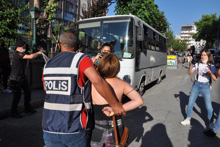 Polislerin kişileri gözaltına alması 