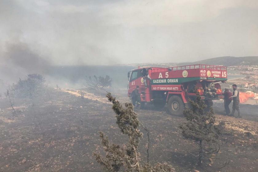 Çeşme'de çıkan otluk yangını kontrol altına alındı