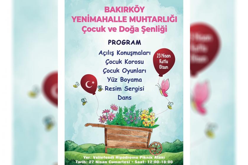 bakırköy yenimahalle muhtarlığının düzenlediği çocuk şenliğinin afişi 