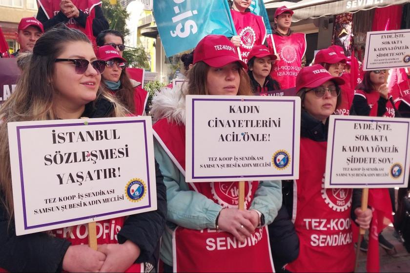 Tez-Koop-İş üyesi kadın işçiler 8 Mart'ta taleplerini haykırdı