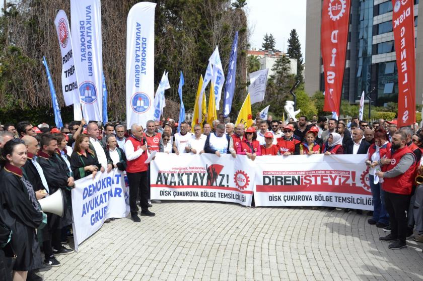 Adana'da ortak eylem: 'Seçimsiz bir Türkiye istiyorlar, sokakları boş bırakmayacağız'