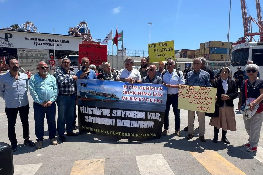 Nexoe Maersk gemisi protestosu: 'Mersin Limanı barışın limanı olmalıdır'