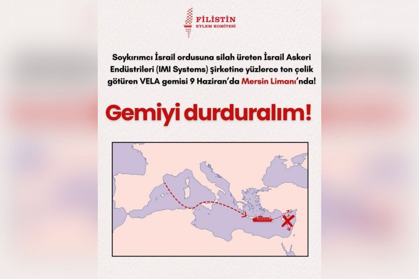 İsrail Askeri Endüstrileri şirketine çelik taşıyan gemi Mersin Limanı'na gelecek