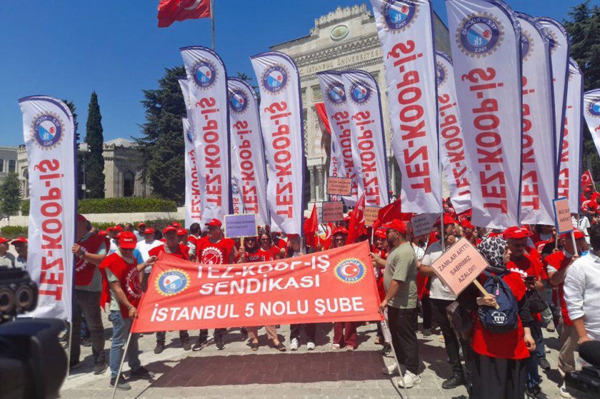 Tez-Koop-İş üyesi işçilerden eylem: 'Hiç yoktan iyidir'e razı etmeye çalışıyorlar