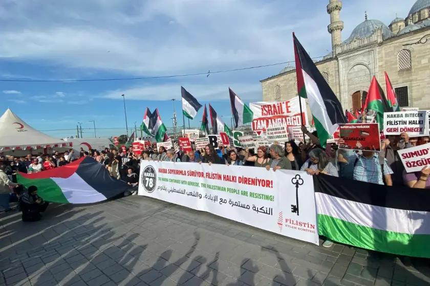 Nakba’nın 78. Yılında İstanbul’da Filistin yürüyüşü: “Filistin’le dayanışmayı meydanlardan iş yerlerine, limanlara taşıyalım”