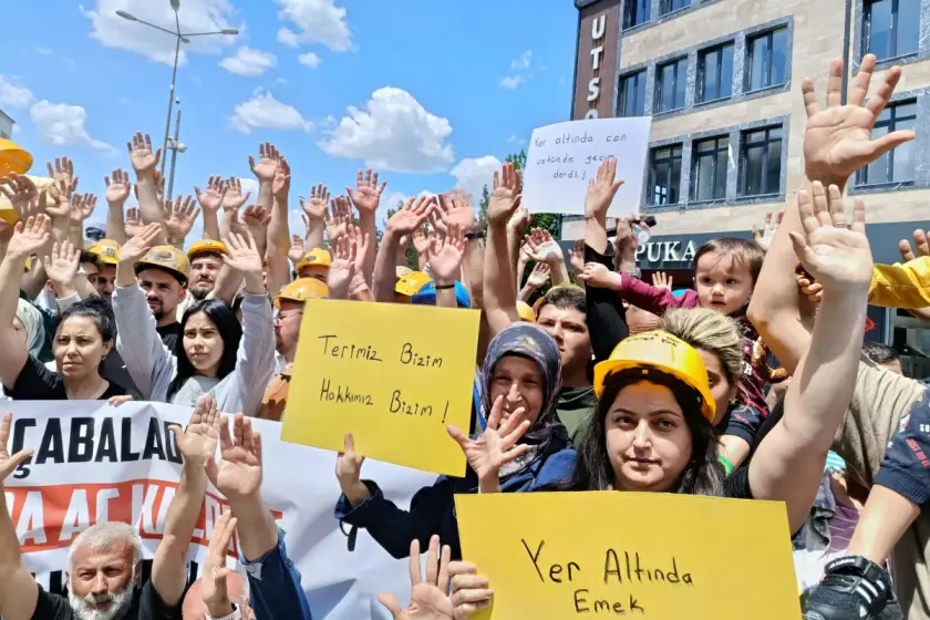Edirne'de Özşen Madencilik işçileri direnişin 6. gününde: Madenciler Atatürk Meydanı'na yürüdü