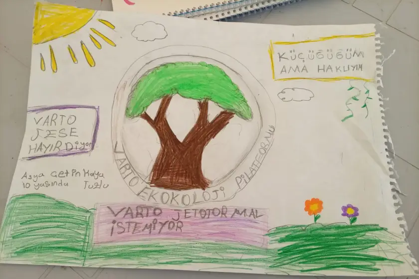 Varto’da nöbet çadırında çocuklar çizimleriyle jeotermale tepki gösterdi