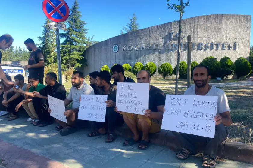 Umuttepe’de 11 inşaat işçisi ücretleri için eylemde