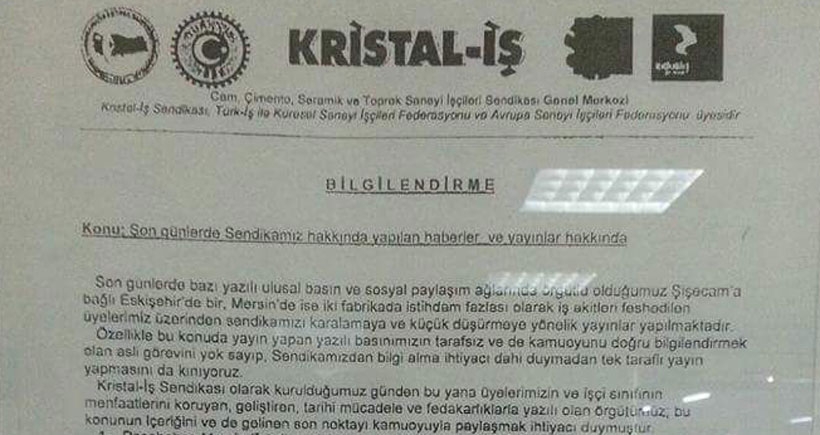 Kristal-İş’ten kıyım itirafı: 165 işçinin atılmasına onay verdik