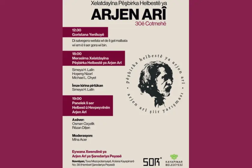 13. Arjen Arî Şiir Yarışması’nın ödülleri 30 Ekim’de verilecek: Ödül ve anma programının detayları netleşti