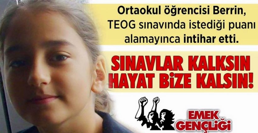 Emek Gençliği'nden 'Ayşe Berrin' açıklaması: Sınavlar kalksın hayat bize kalsın