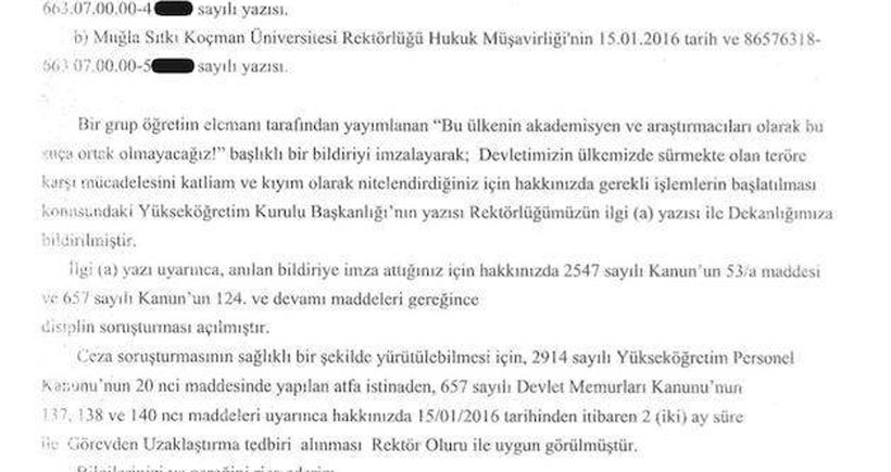 Barış isteyen akademisyenlere uzaklaştırma