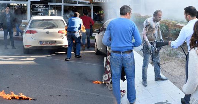 İşten atılan inşaat işçisi kendini ateşe verdi