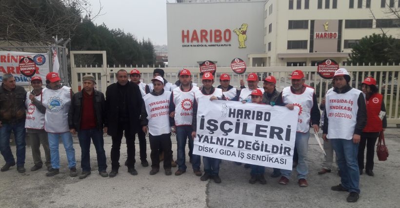 Gıda-İş, ek zam için direnen Haribo işçilerini ziyaret etti