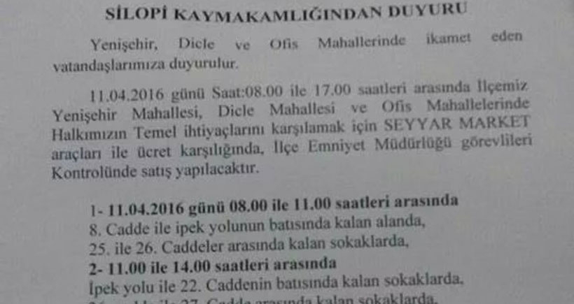 Silopi’de kaymakamlık seyyar satıcılığa başladı