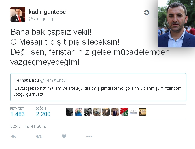 Encü'den Kaymakama cevap: AKP ilçe başkanlığına da gelmiş!