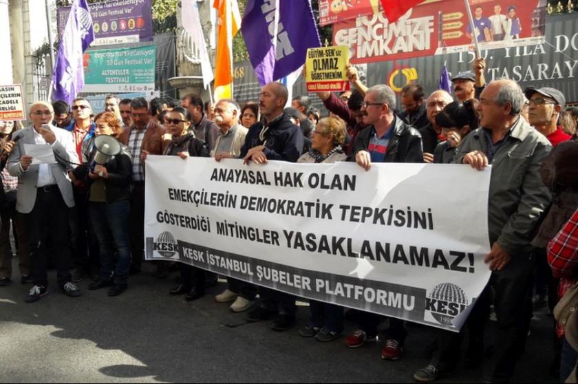 KESK üyeleri miting yasağını protesto etti