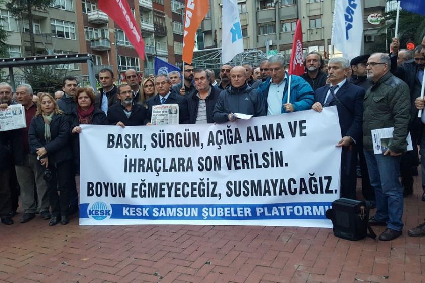 Kamudaki ihraçlar Samsun’da protesto edildi