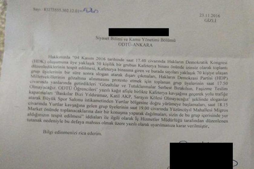ODTÜ’de HDP’li vekillerin tutuklanması protestosuna ceza