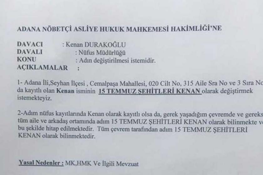 İsim değişikliği talebi doğru çıkmadı