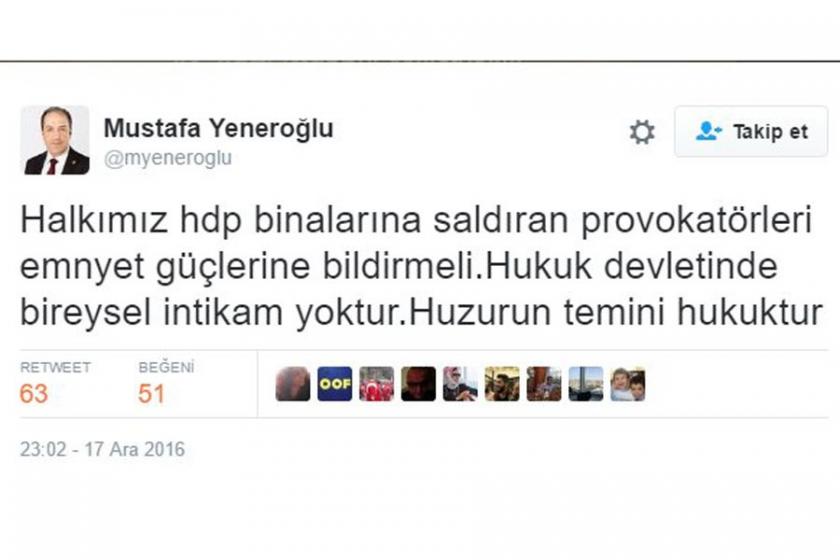 AKP'li vekil: HDP binalarına yönelik saldırı kabul edilemez