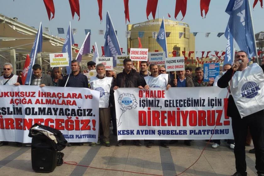 KESK Aydın Şubeler Platformu ihraçları protesto etti