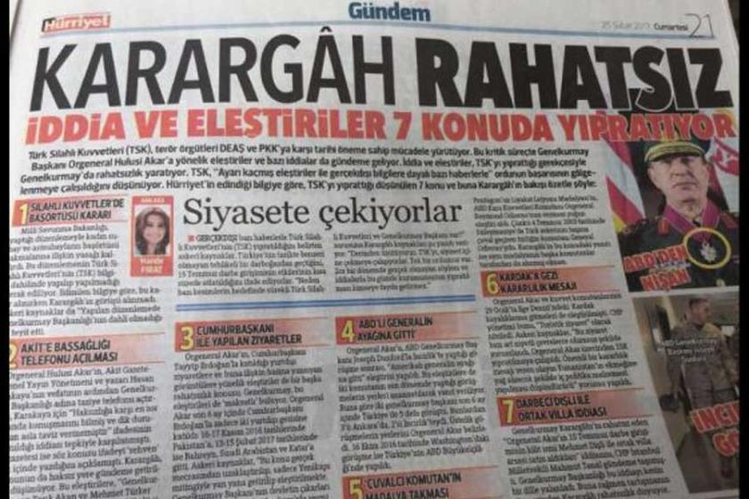 Hürriyet'in 'Karargâh rahatsız' haberine soruşturma!