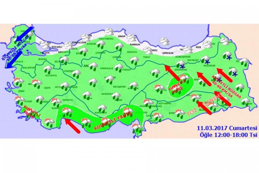 Doğu Akdeniz ve 6 ilde yağışlar etkili olacak