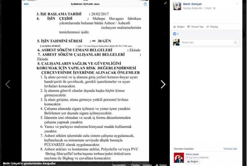 Gökçek asbesti sakladığını itiraf etmiş