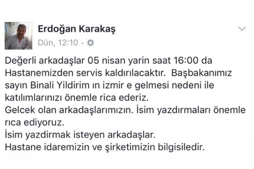 Taşeron şirket ve Sendika’dan Başbakanın mitingine çağrı