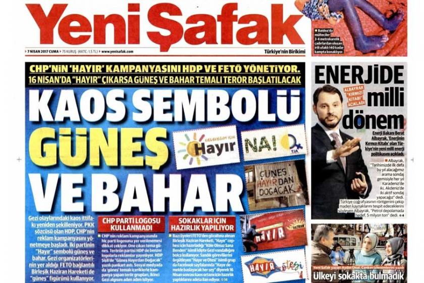 Yeni Şafak, 'Hayır'ı bu kez absürt bir manşetle hedef aldı