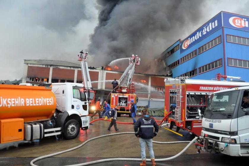 Trabzon'da organize sanayi sitesinde yangın