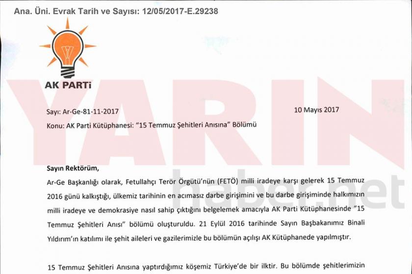 Anadolu Üniversitesi’nden personeline AKP logolu mail