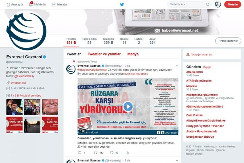 RüzgaraKarşıEvrensel Twitter'da TT listesine girdi