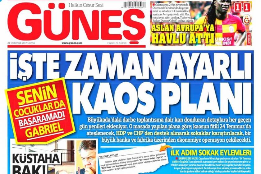 Güneş gazetesi Cumhuriyet'le dayanışmayı hedef aldı