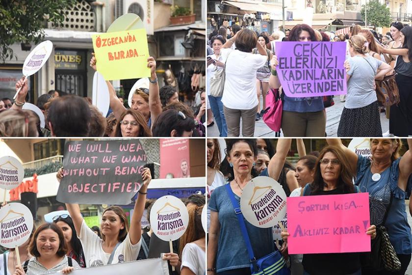 İzmir'de kadınlardan 'Kıyafetime Karışma' eylemi