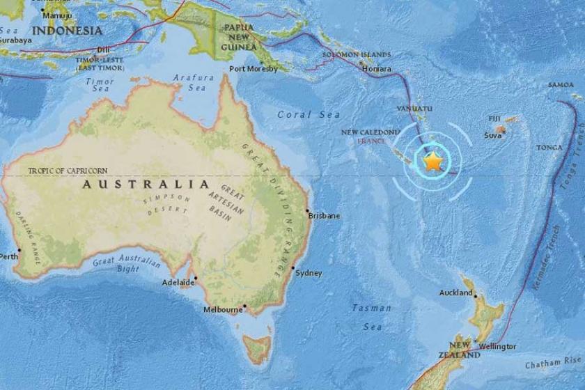 Pasifik ülkesi Yeni Kaledonya'da 6.8 büyüklüğünde deprem